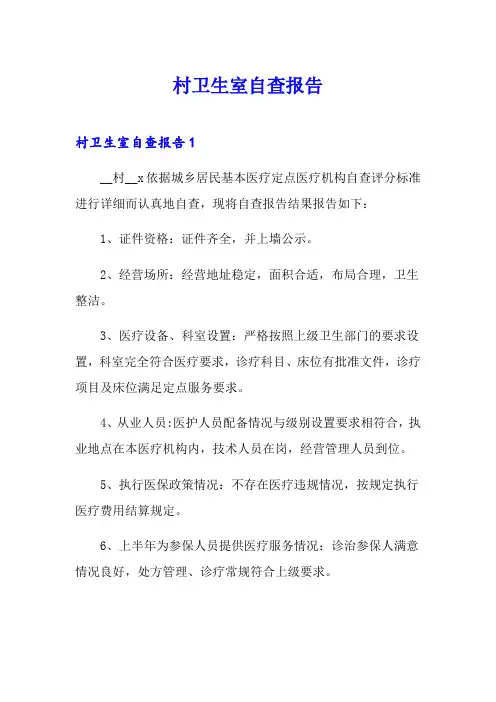村卫生室自查报告