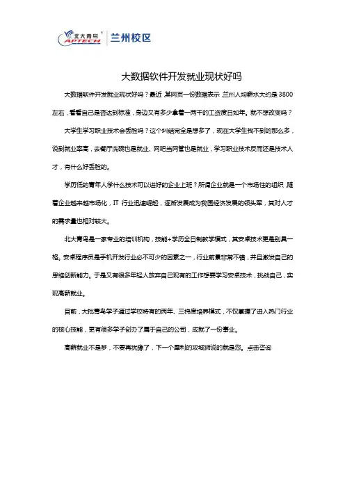 大数据软件开发就业现状好吗
