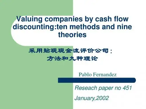 2Valuing Companies by Cash Flow Discounting: Ten Methods and Nine Theories