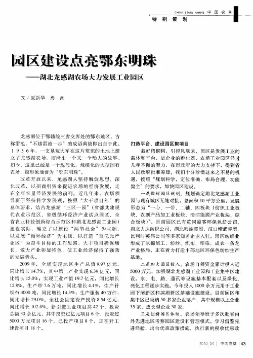 园区建设点亮鄂东明珠——湖北龙感湖农场大力发展工业园区