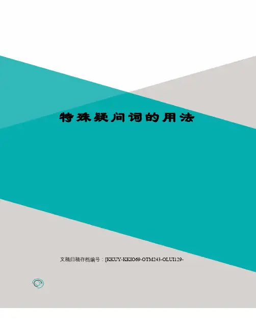 特殊疑问词的用法