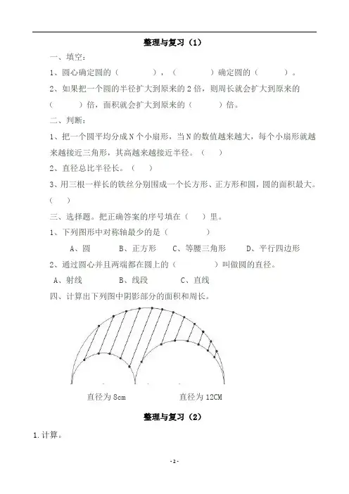 北师大版六年级数学上册整理与复习