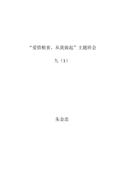 九(1)珍惜粮食主题班会