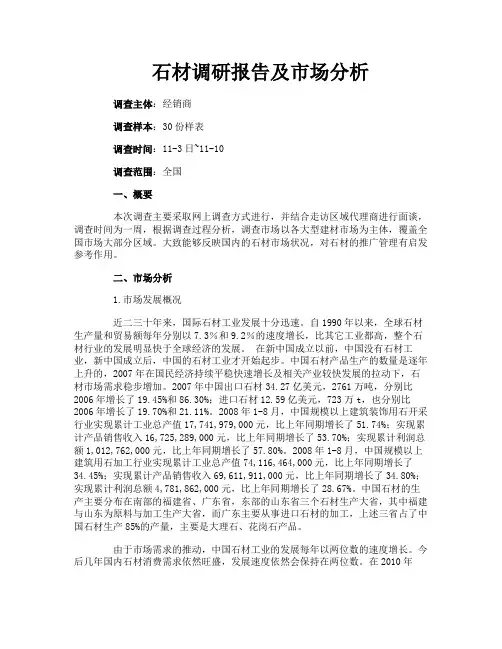石材调研报告及市场分析
