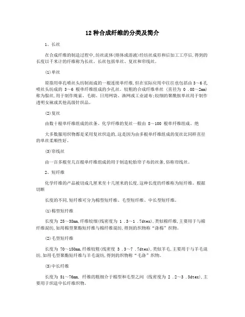 12种合成纤维的分类及简介