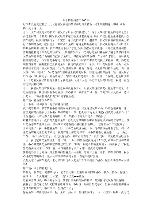 关于钓鱼的作文600字
