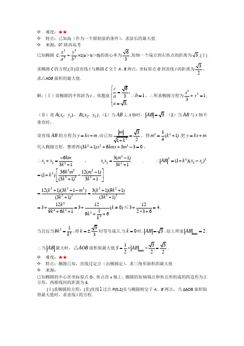 解析几何-三角形面积相关最值问题