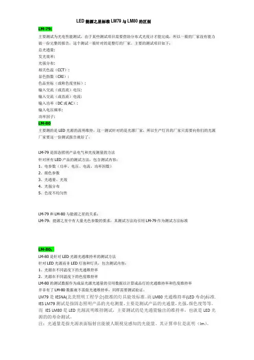 LED能源之星标准LM79与LM80的区别