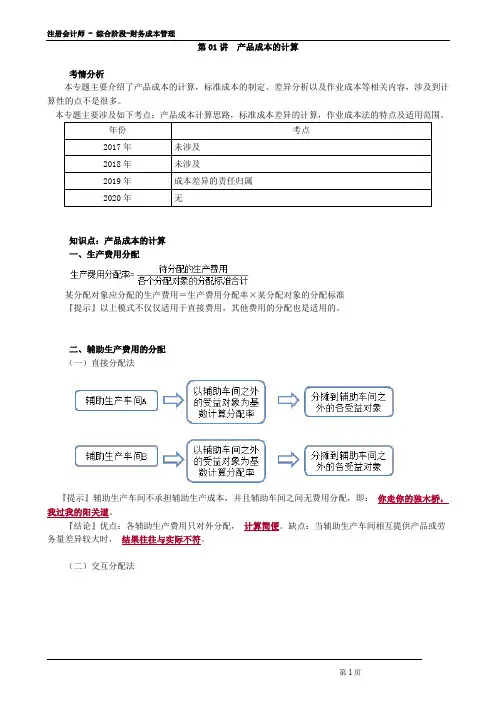 2021年注册会计师考试--产品成本的计算_create