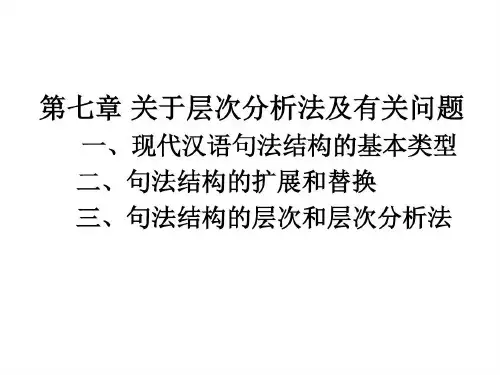 现代汉语语法学第七章关于层次分析法及有关问题共22页文档