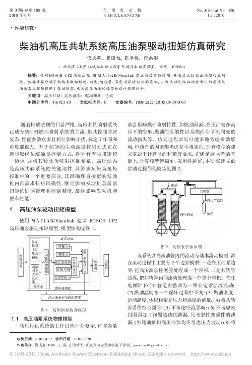 柴油机高压共轨系统高压油泵驱动扭矩仿真研究