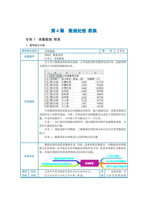 中职《信息技术》教学设计 第4章 任务1  采集数据