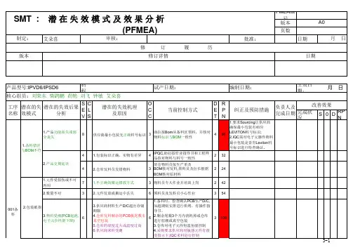 FMEA失效模式分析