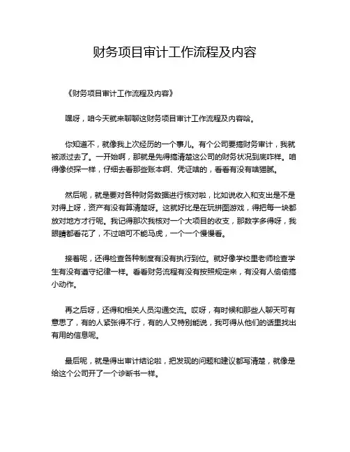 财务项目审计工作流程及内容