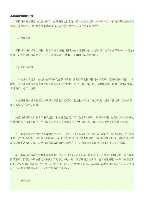 石榴树的种植方法