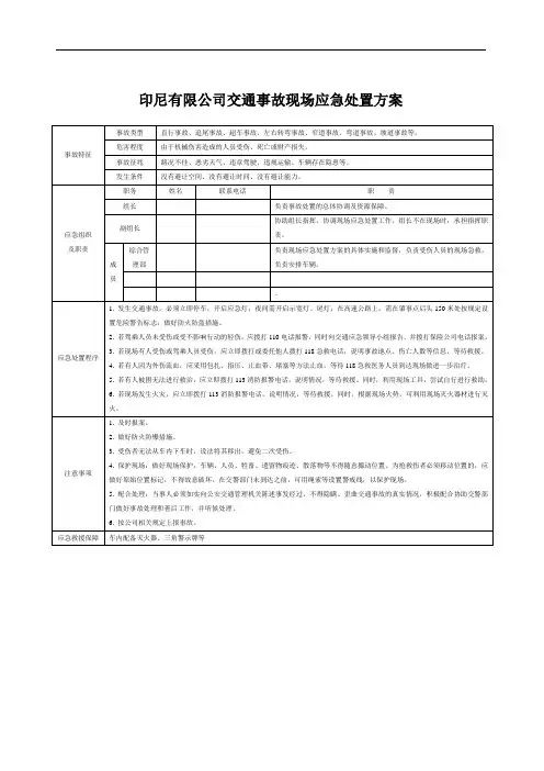 公司-项目部交通事故现场应急处置方案