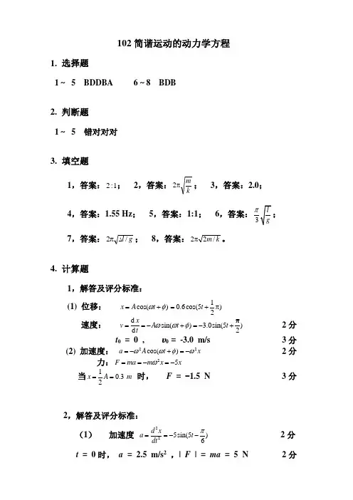 102-简谐运动的动力学方程