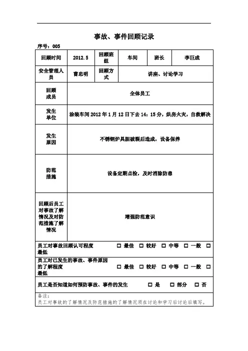 事故、事件回顾记录