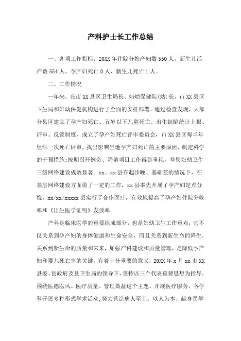 产科护士长工作总结
