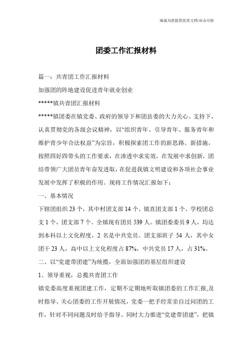团委工作汇报材料