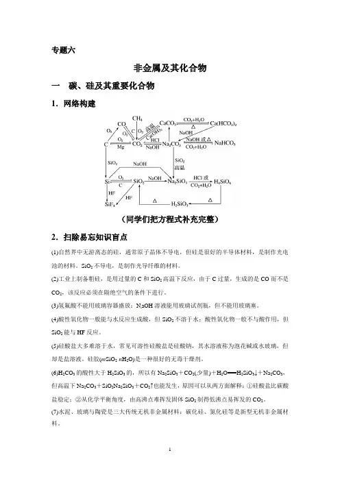 高三化学复习之非金属及其化合物