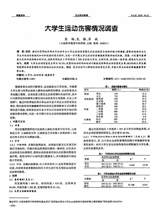 大学生运动伤害情况调查