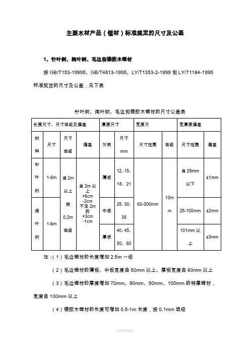 木材检尺尺寸及公差(锯材)