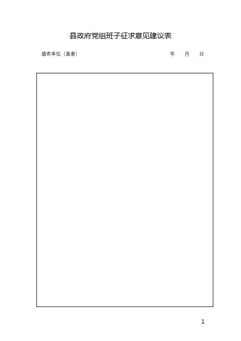 县政府党组班子征求意见建议表【模板】