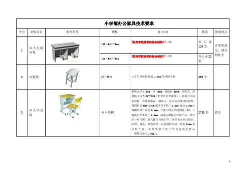中小学办公家具技术要求