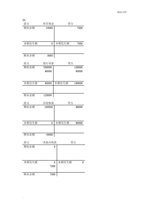 基础会计学借贷记账法练习题