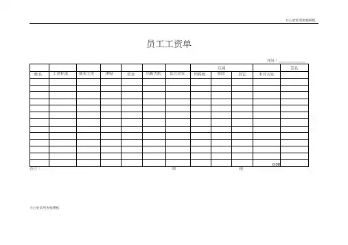 【办公室常用表格模板】员工工资单