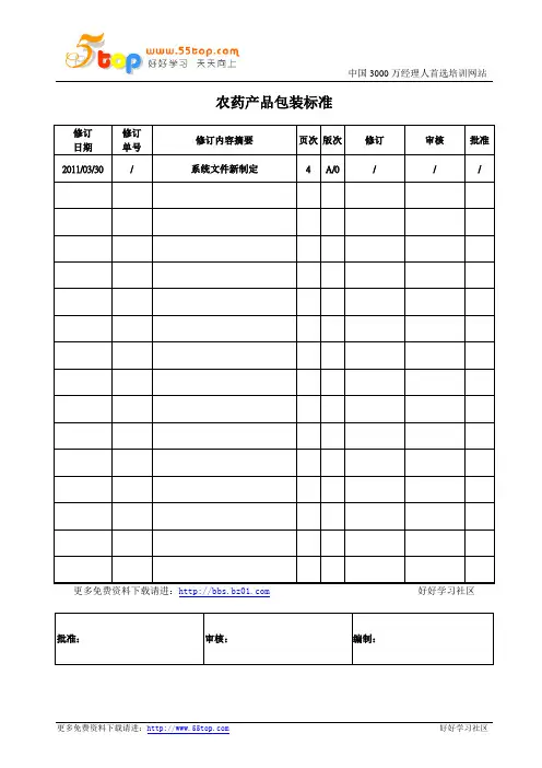 农药产品包装标准