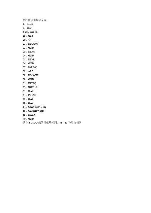 串口接口引脚定义