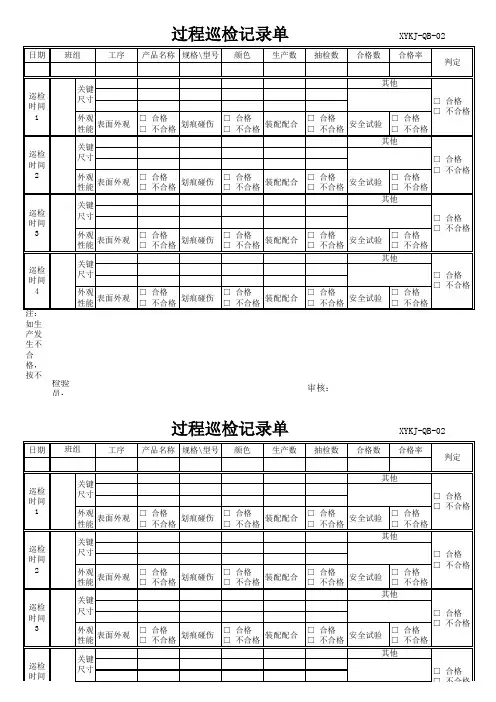 过程检验表格