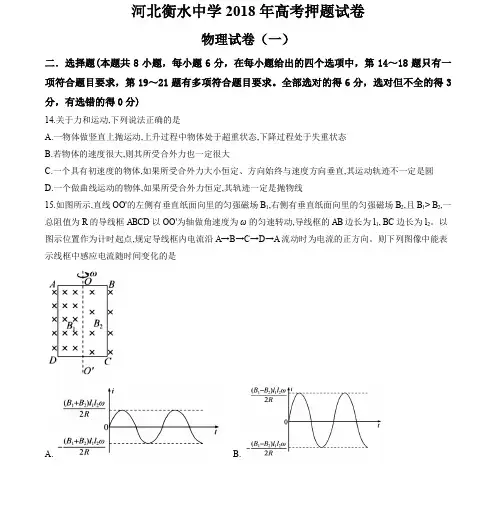 河北省衡水中学2018届高三高考押题(一)物理试题