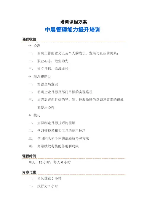 中层管理能力提升培训-培训方案 2