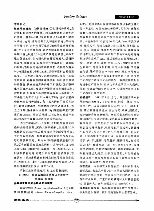 禽脑脊髓炎的诊断及防治措施