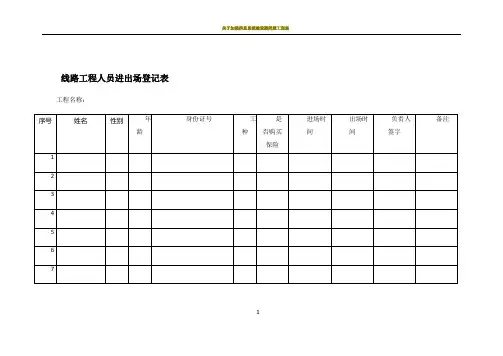 施工人员进场登记表