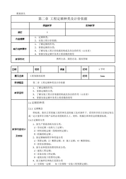 第2章工程定额种类及计价依据