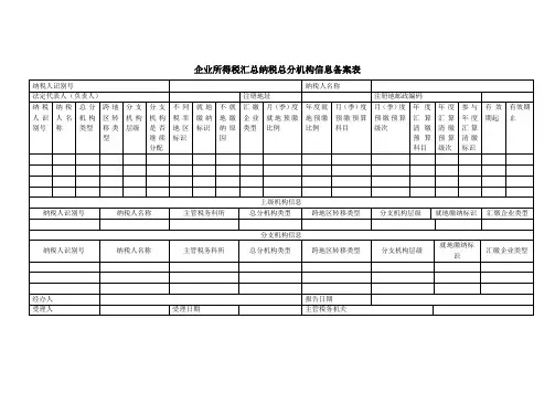 企业所得税汇总纳税总分机构信息备案1