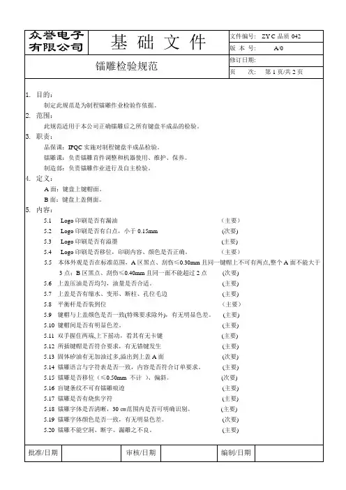 042 镭雕检验规范_