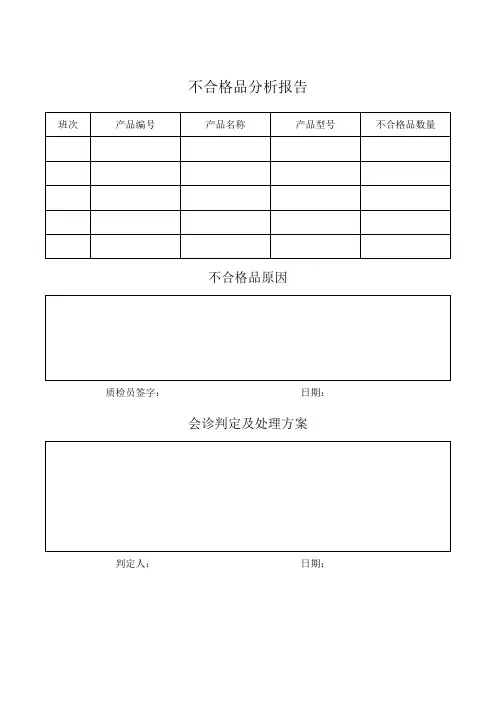 产品不合格品分析报告