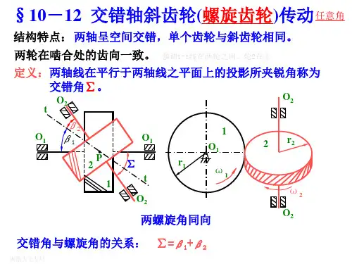 §10-12  交错轴斜齿轮(螺旋齿轮)传动--§10-15  其它曲线齿廓的齿轮传动