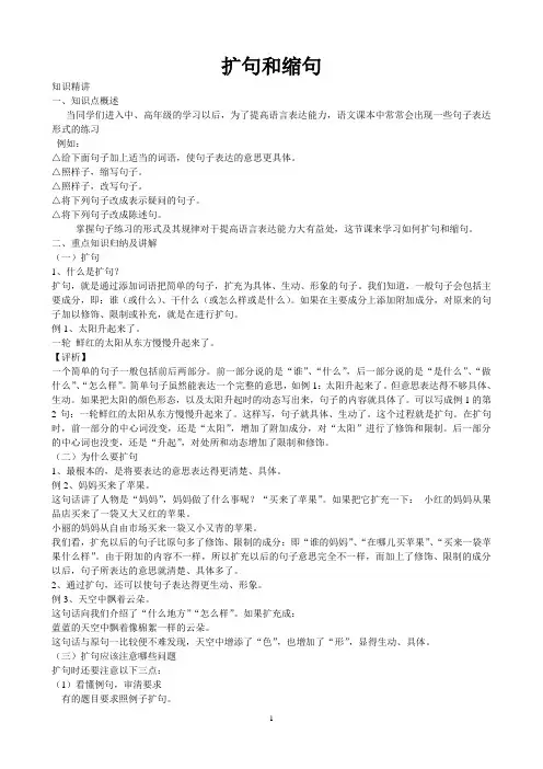 扩句和缩句方法