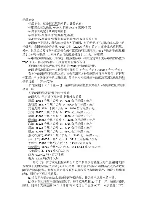 标煤单价