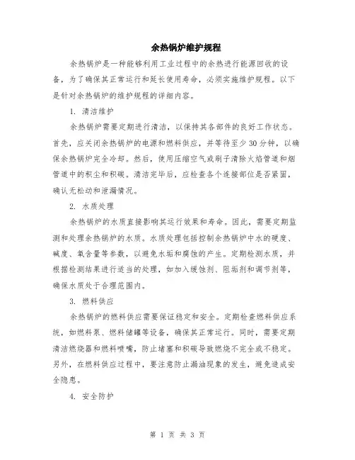 余热锅炉维护规程 2