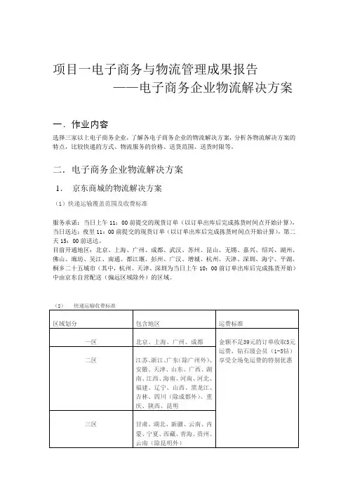 电子商务企业物流解决方案