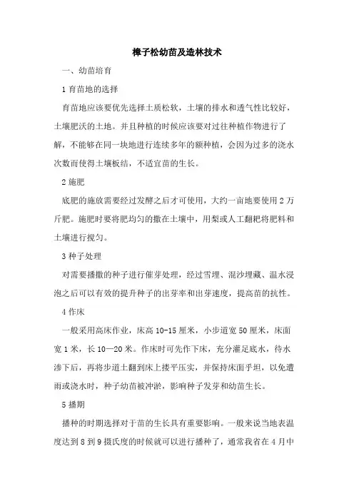 樟子松幼苗及造林技术