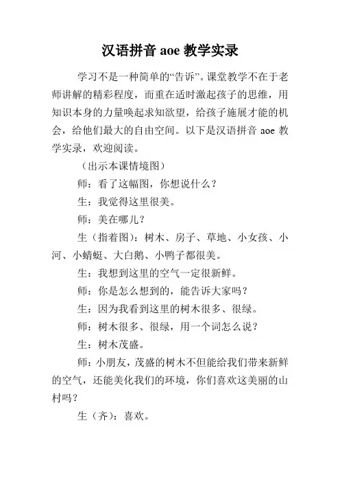 汉语拼音aoe教学实录