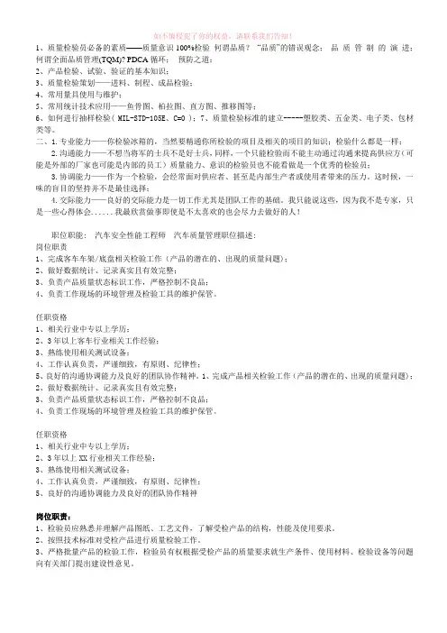 检验员的基本素质参考模板
